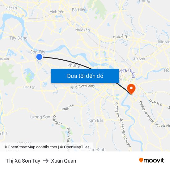Thị Xã Sơn Tây to Xuân Quan map