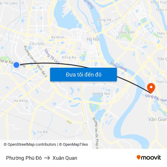 Phường Phú Đô to Xuân Quan map