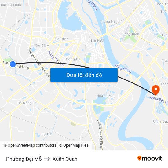 Phường Đại Mỗ to Xuân Quan map