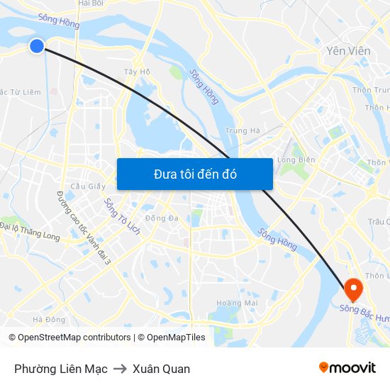 Phường Liên Mạc to Xuân Quan map