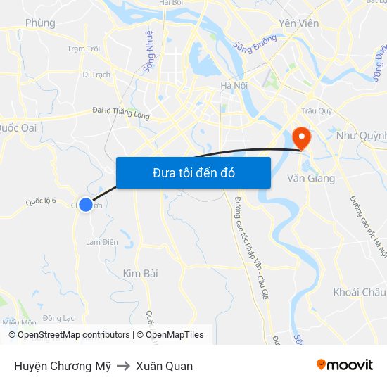 Huyện Chương Mỹ to Xuân Quan map