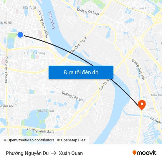 Phường Nguyễn Du to Xuân Quan map