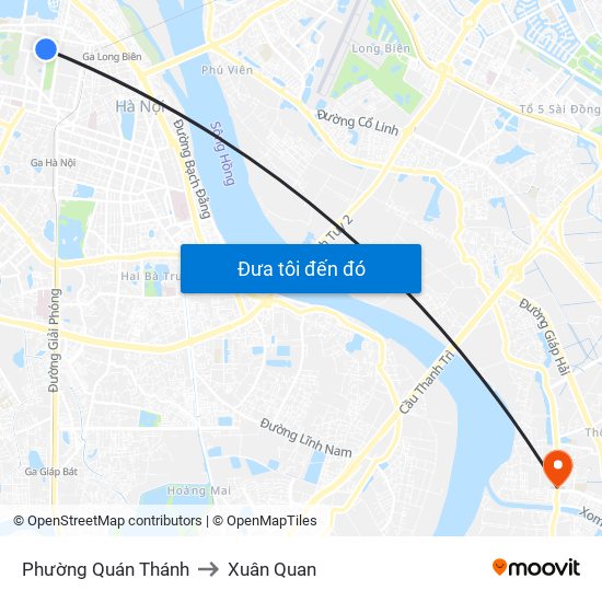 Phường Quán Thánh to Xuân Quan map