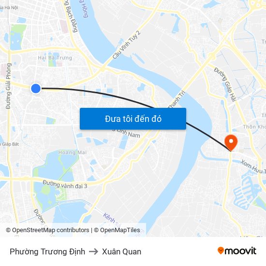 Phường Trương Định to Xuân Quan map