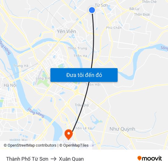 Thành Phố Từ Sơn to Xuân Quan map