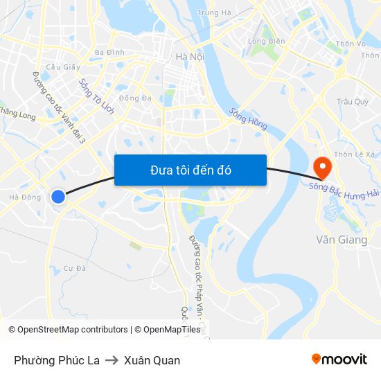 Phường Phúc La to Xuân Quan map