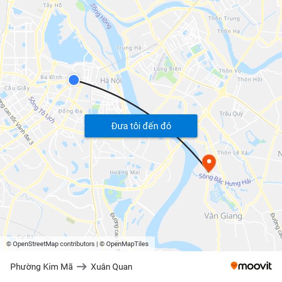 Phường Kim Mã to Xuân Quan map
