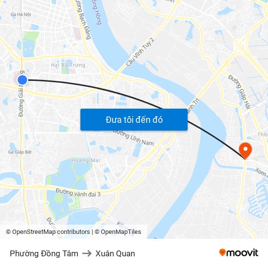 Phường Đồng Tâm to Xuân Quan map