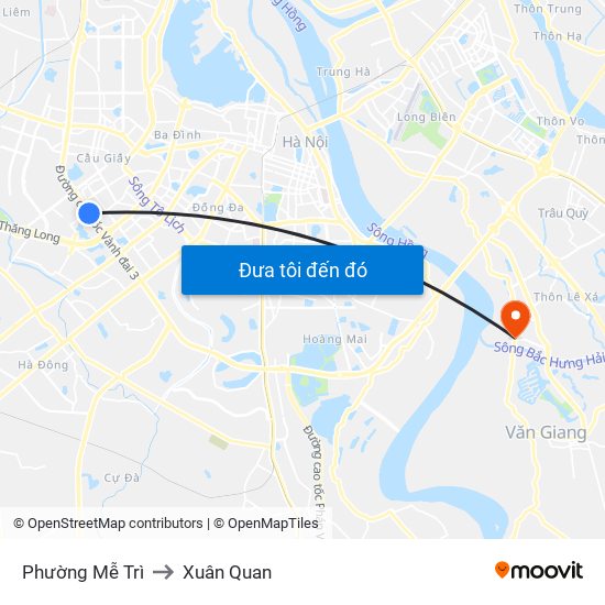 Phường Mễ Trì to Xuân Quan map