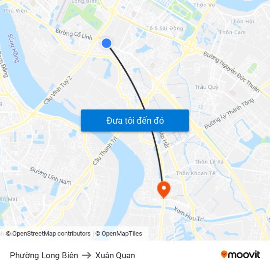 Phường Long Biên to Xuân Quan map