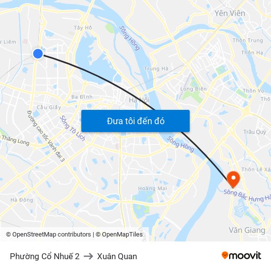 Phường Cổ Nhuế 2 to Xuân Quan map