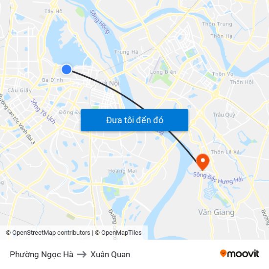 Phường Ngọc Hà to Xuân Quan map