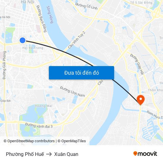 Phường Phố Huế to Xuân Quan map