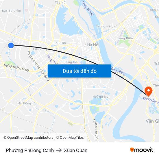 Phường Phương Canh to Xuân Quan map