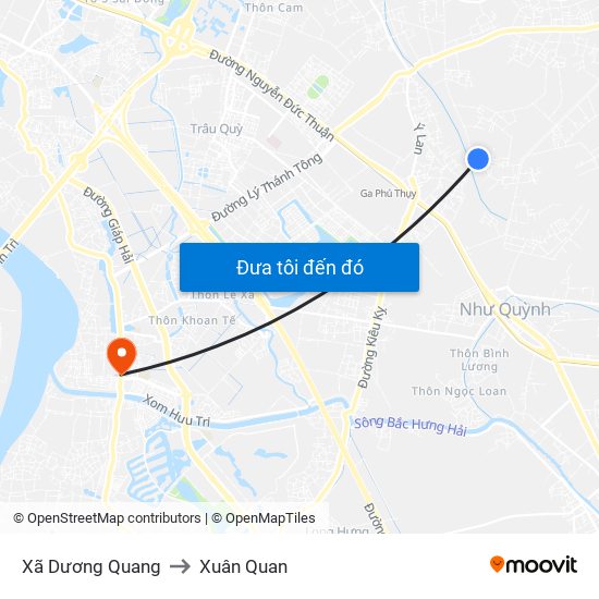 Xã Dương Quang to Xuân Quan map