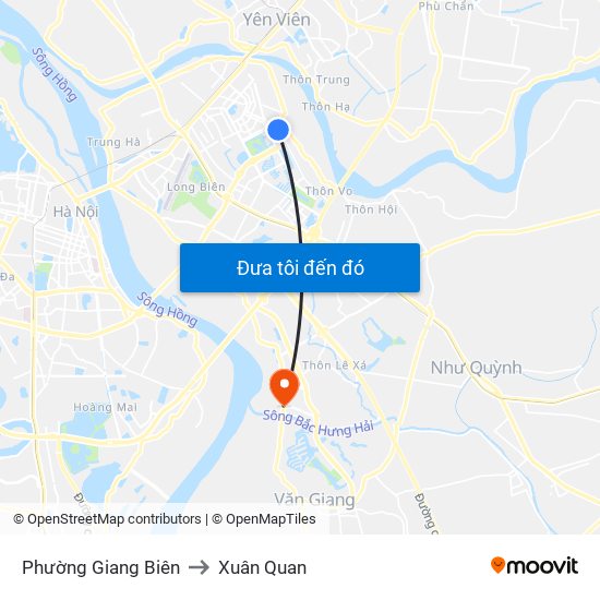 Phường Giang Biên to Xuân Quan map