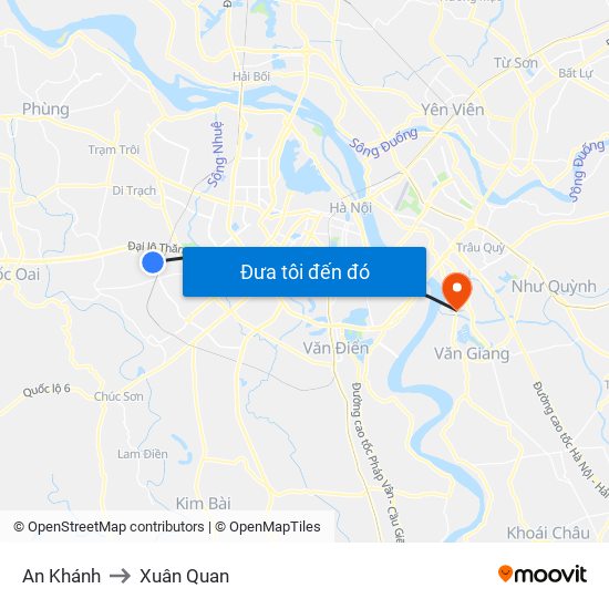 An Khánh to Xuân Quan map