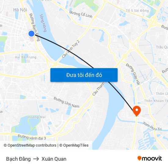 Bạch Đằng to Xuân Quan map