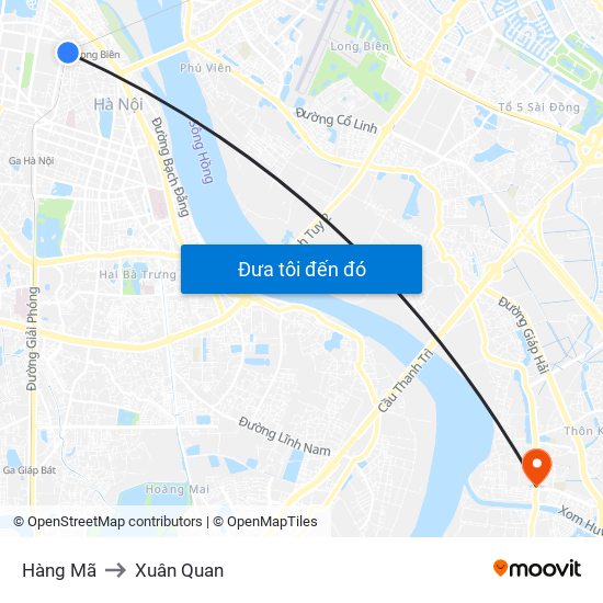 Hàng Mã to Xuân Quan map