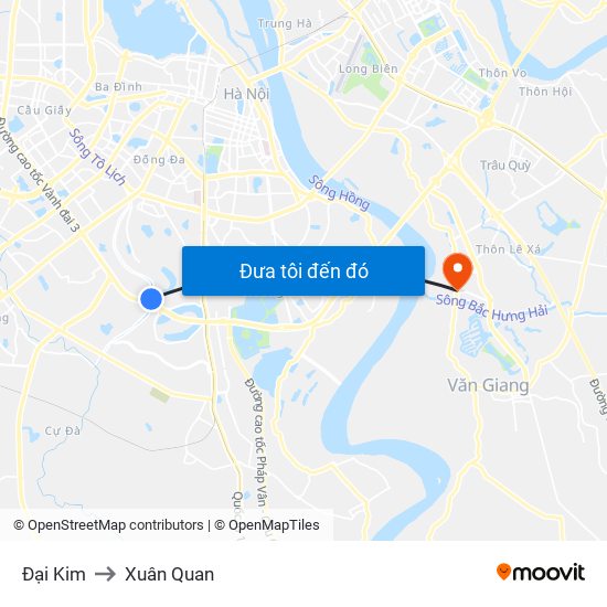Đại Kim to Xuân Quan map