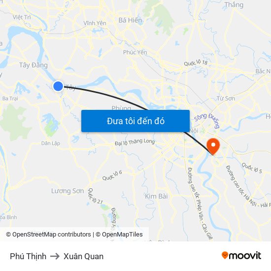 Phú Thịnh to Xuân Quan map