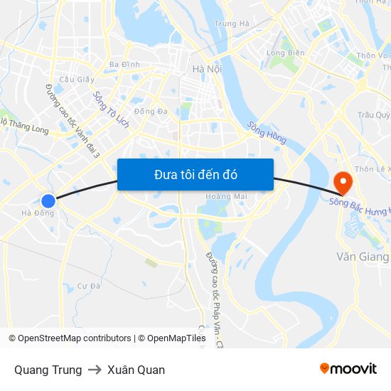 Quang Trung to Xuân Quan map