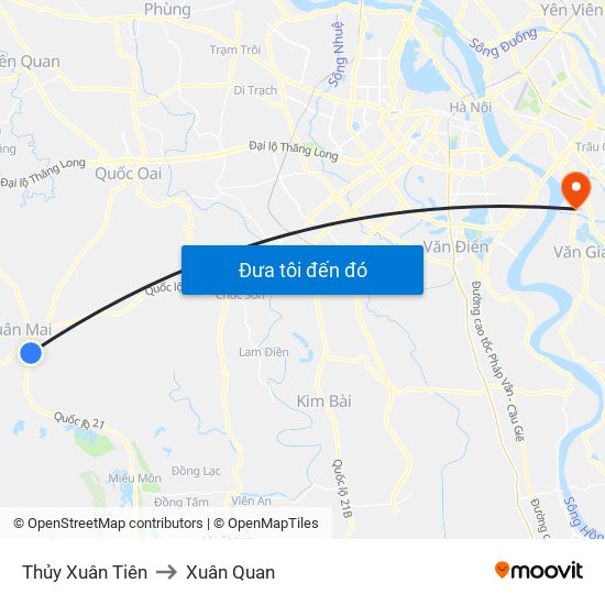 Thủy Xuân Tiên to Xuân Quan map