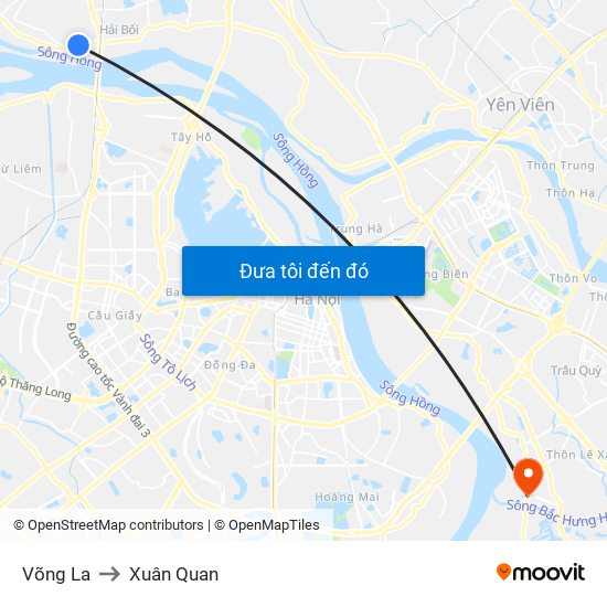 Võng La to Xuân Quan map