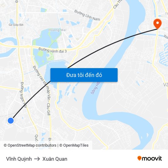 Vĩnh Quỳnh to Xuân Quan map