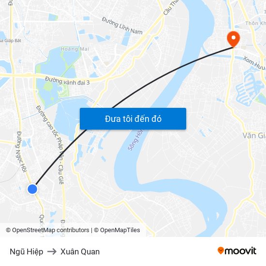 Ngũ Hiệp to Xuân Quan map