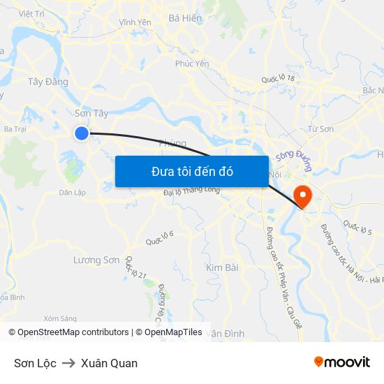 Sơn Lộc to Xuân Quan map
