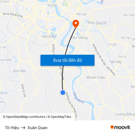 Tô Hiệu to Xuân Quan map
