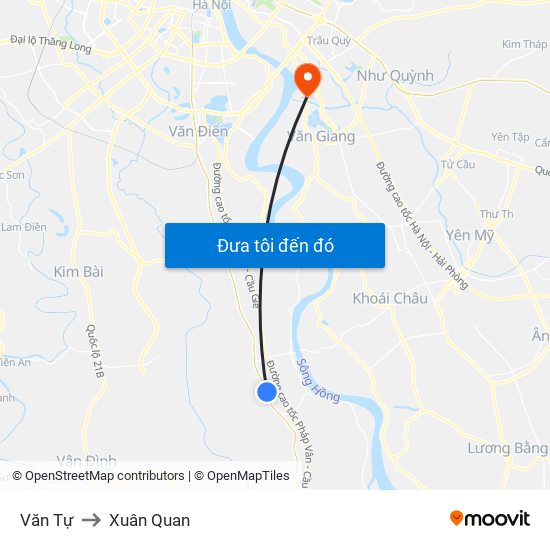 Văn Tự to Xuân Quan map