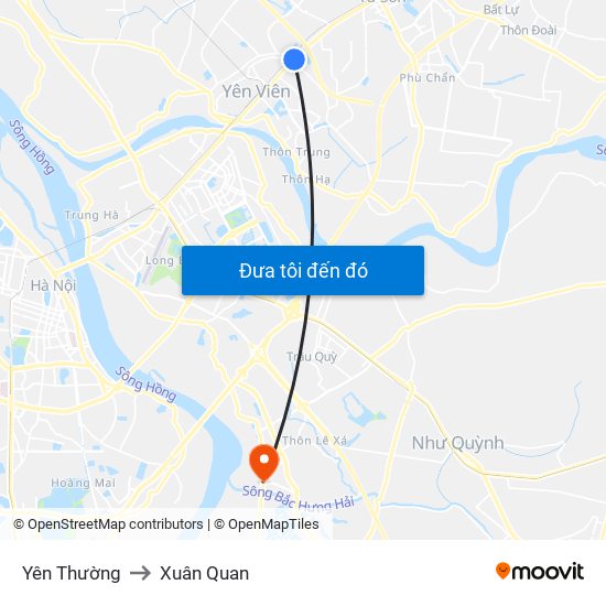 Yên Thường to Xuân Quan map