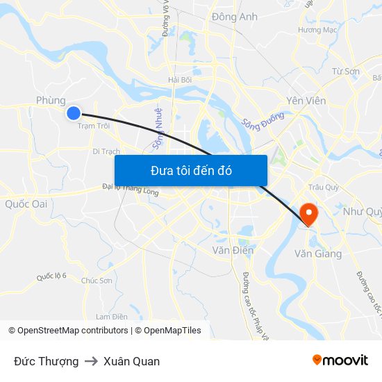 Đức Thượng to Xuân Quan map