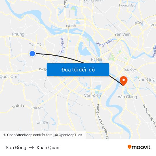 Sơn Đồng to Xuân Quan map