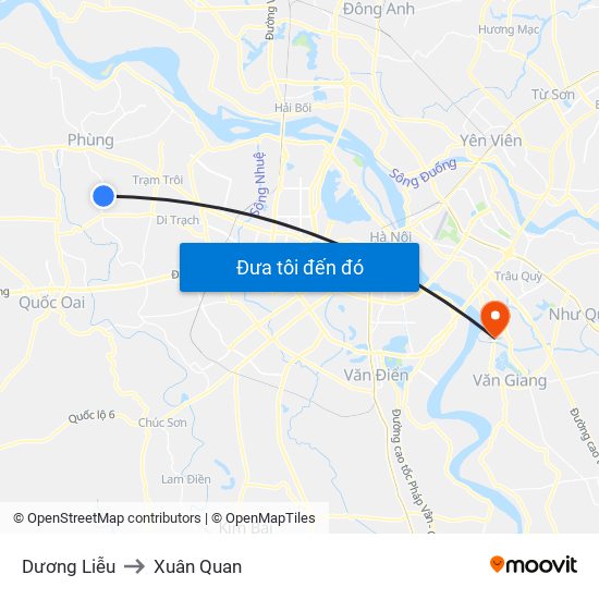 Dương Liễu to Xuân Quan map