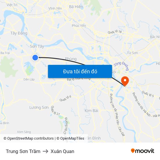 Trung Sơn Trầm to Xuân Quan map