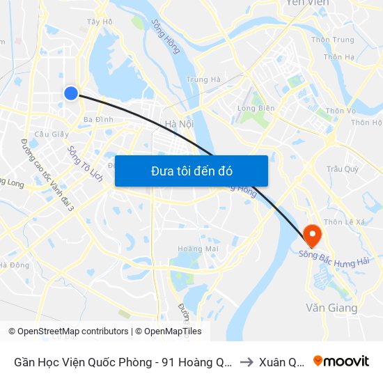 Gần Học Viện Quốc Phòng - 91 Hoàng Quốc Việt to Xuân Quan map