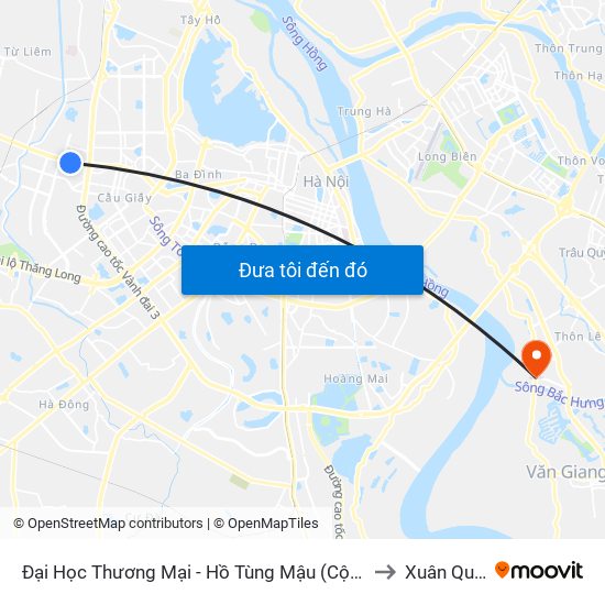 Đại Học Thương Mại - Hồ Tùng Mậu (Cột Sau) to Xuân Quan map