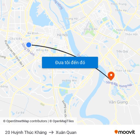 20 Huỳnh Thúc Kháng to Xuân Quan map