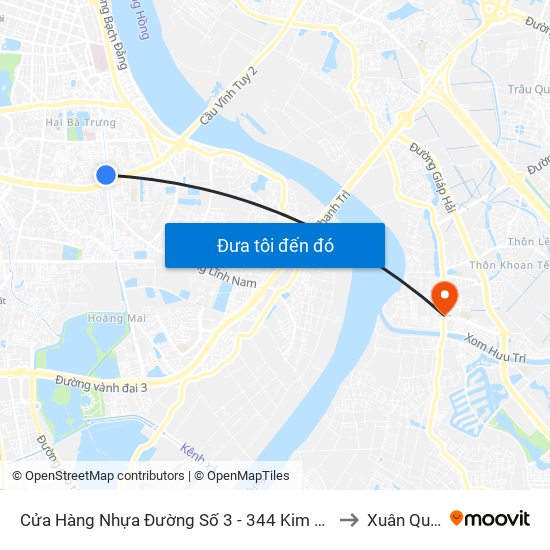 Cửa Hàng Nhựa Đường Số 3 - 344 Kim Ngưu to Xuân Quan map