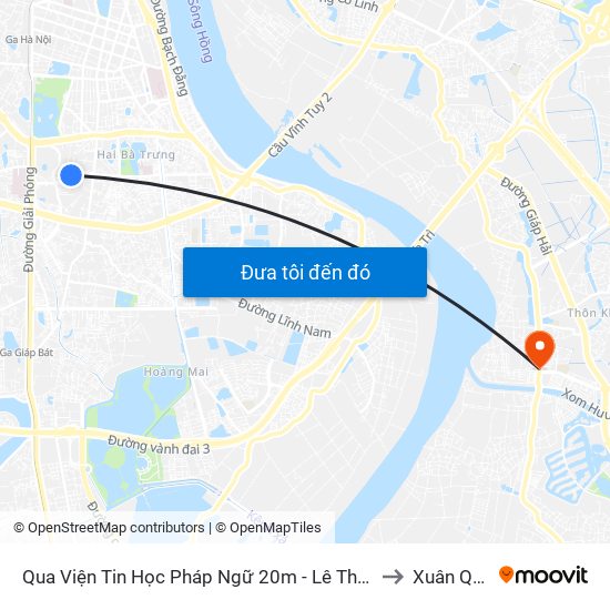 Qua Viện Tin Học Pháp Ngữ 20m - Lê Thanh Nghị to Xuân Quan map