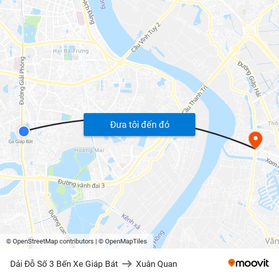 Dải Đỗ Số 3 Bến Xe Giáp Bát to Xuân Quan map