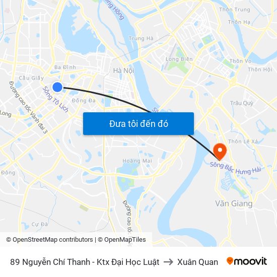 89 Nguyễn Chí Thanh - Ktx Đại Học Luật to Xuân Quan map