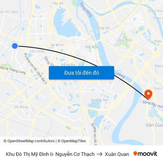 Khu Đô Thị Mỹ Đình Ii- Nguyễn Cơ Thạch to Xuân Quan map