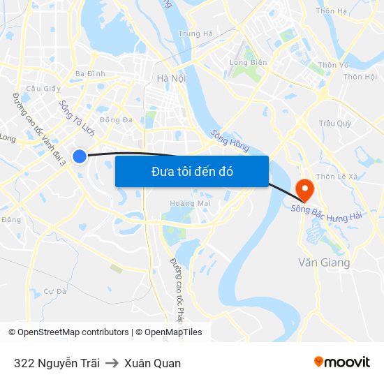 322 Nguyễn Trãi to Xuân Quan map