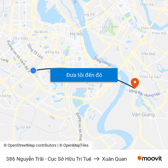 386 Nguyễn Trãi - Cục Sở Hữu Trí Tuệ to Xuân Quan map