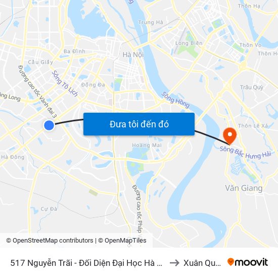 517 Nguyễn Trãi - Đối Diện Đại Học Hà Nội to Xuân Quan map