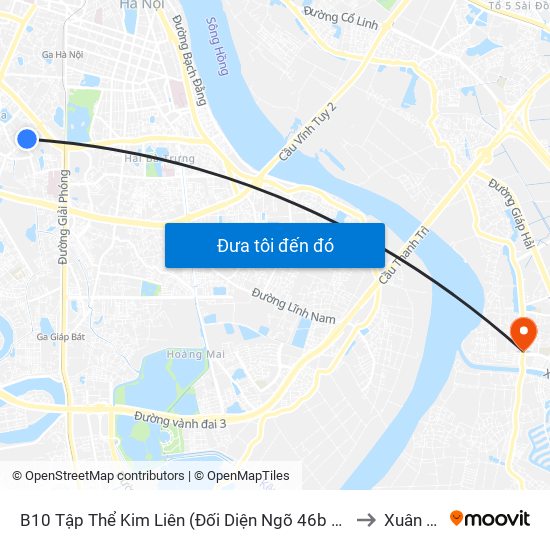 B10 Tập Thể Kim Liên (Đối Diện Ngõ 46b Phạm Ngọc Thạch) to Xuân Quan map